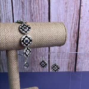 White House Black Market -Black and Silver Bracelet & Earrings